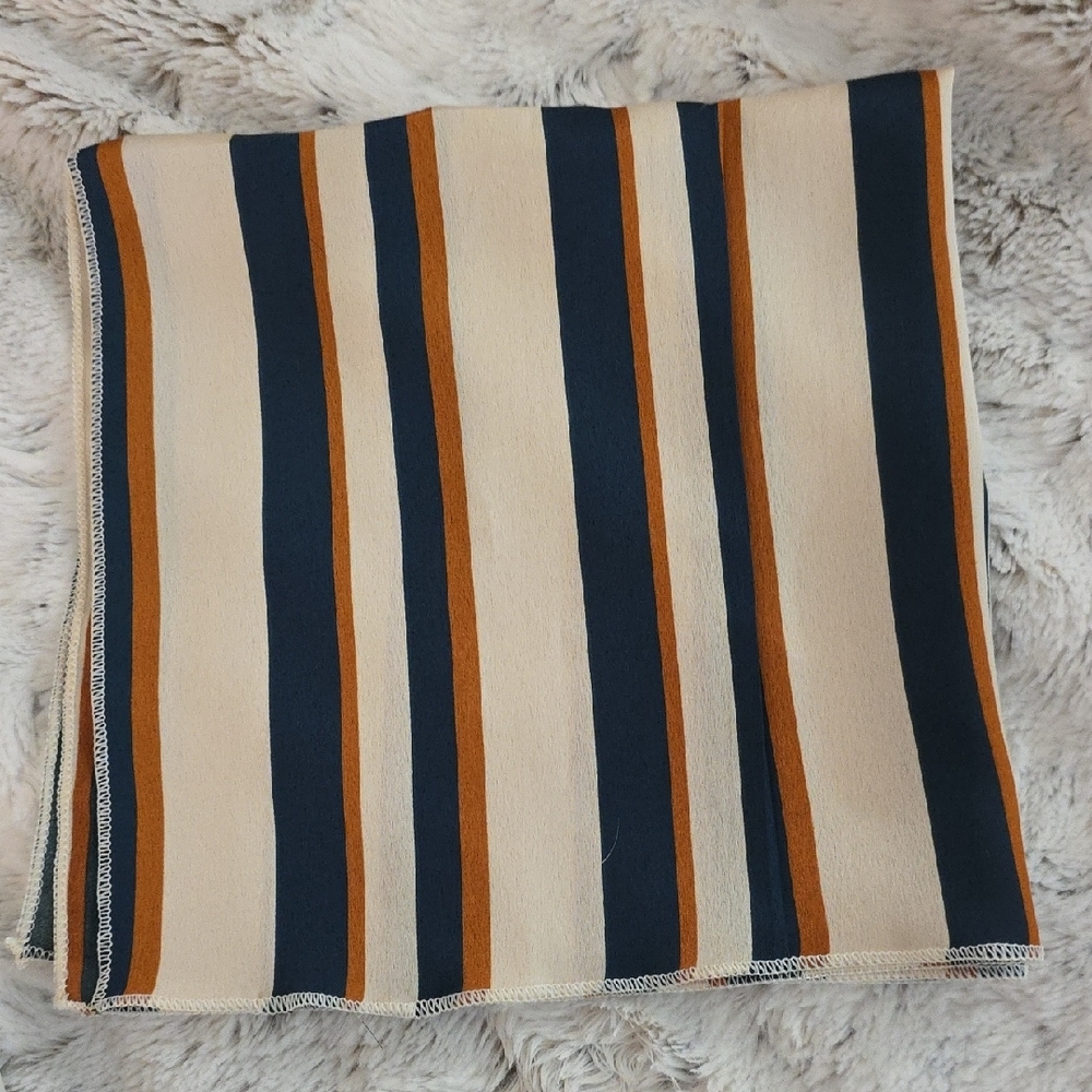 Striped Beige and Navy Scarf